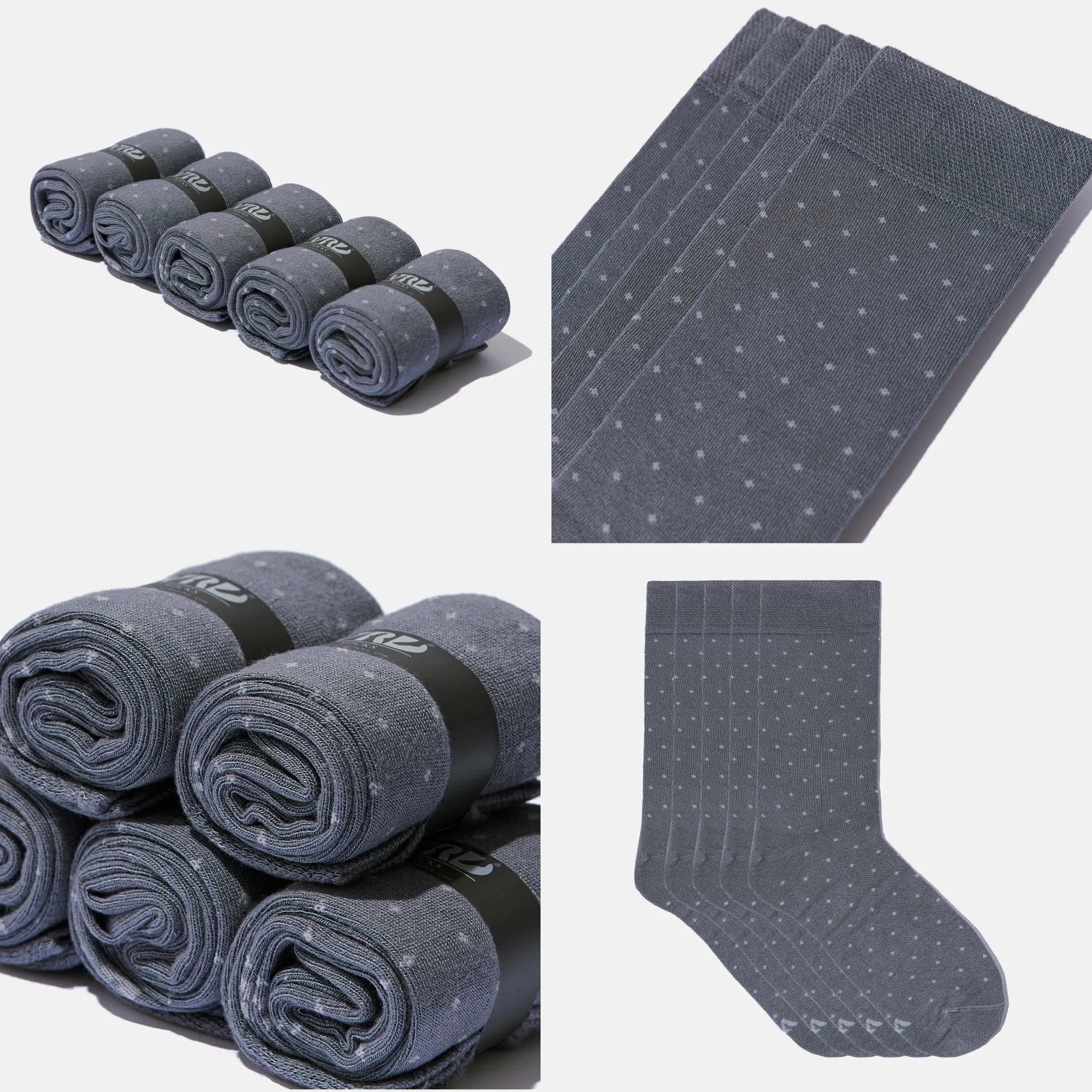 Men's Bamboo Dress Socks • Dotted Pack of 1/3/5 Pairs • Ocean Grey