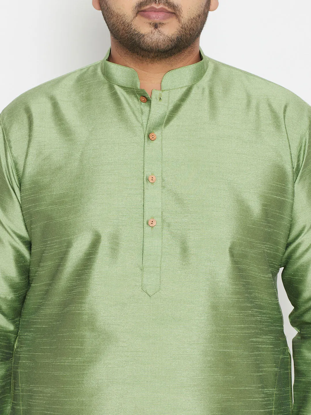Men's Plus Mint Green Silk Blend Kurta - Vastramay