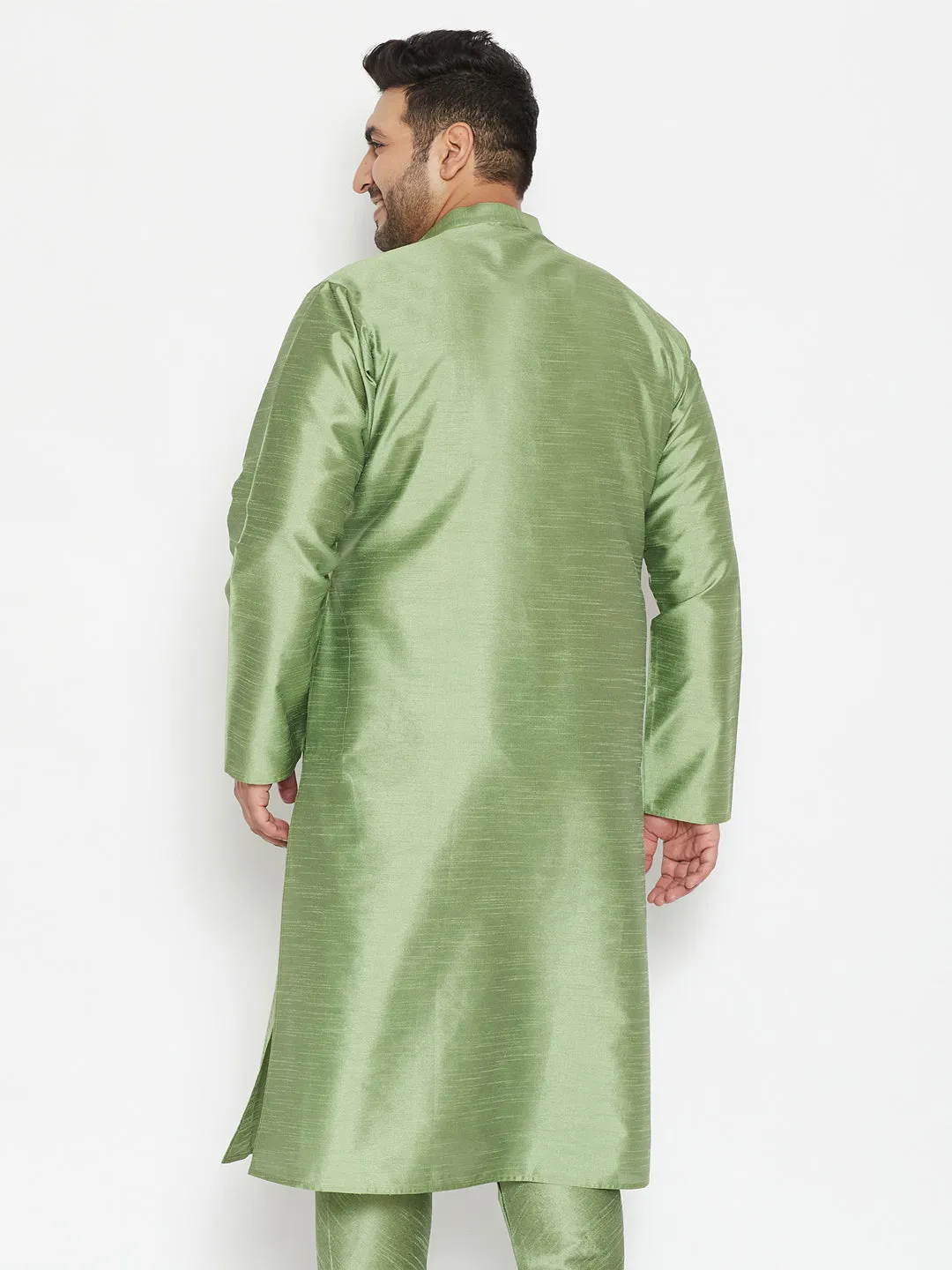 Men's Plus Mint Green Silk Blend Kurta - Vastramay