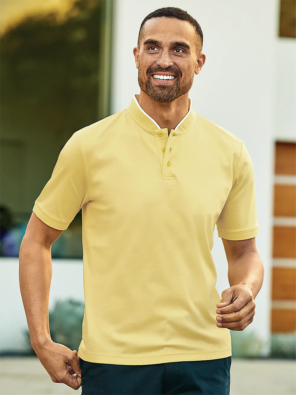 Mercerized Cotton Henley - Mint Green