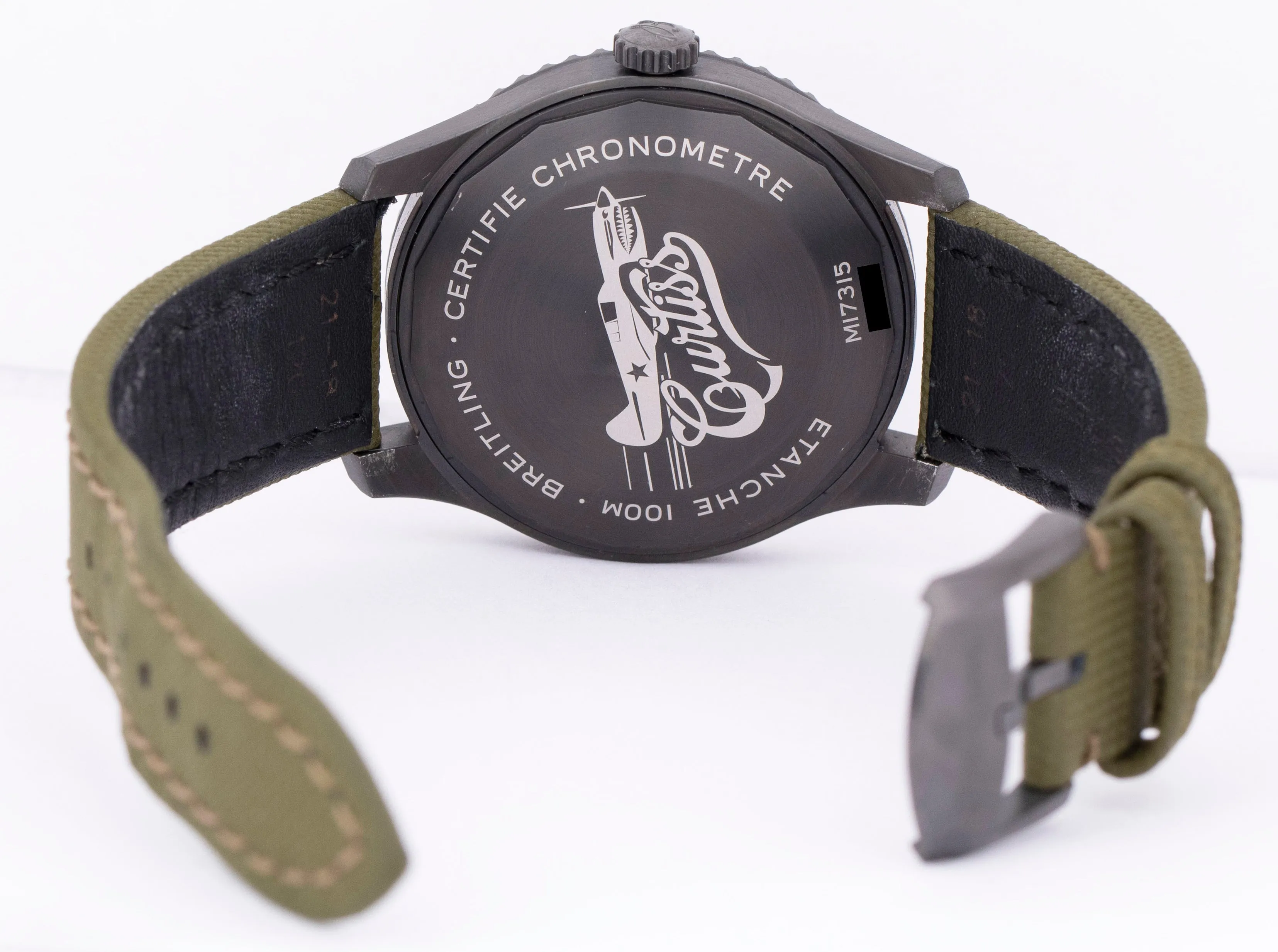 MINT PAPERS Breitling Aviator 8 Curtiss Warhawk Blacksteel Green M17315 BOX