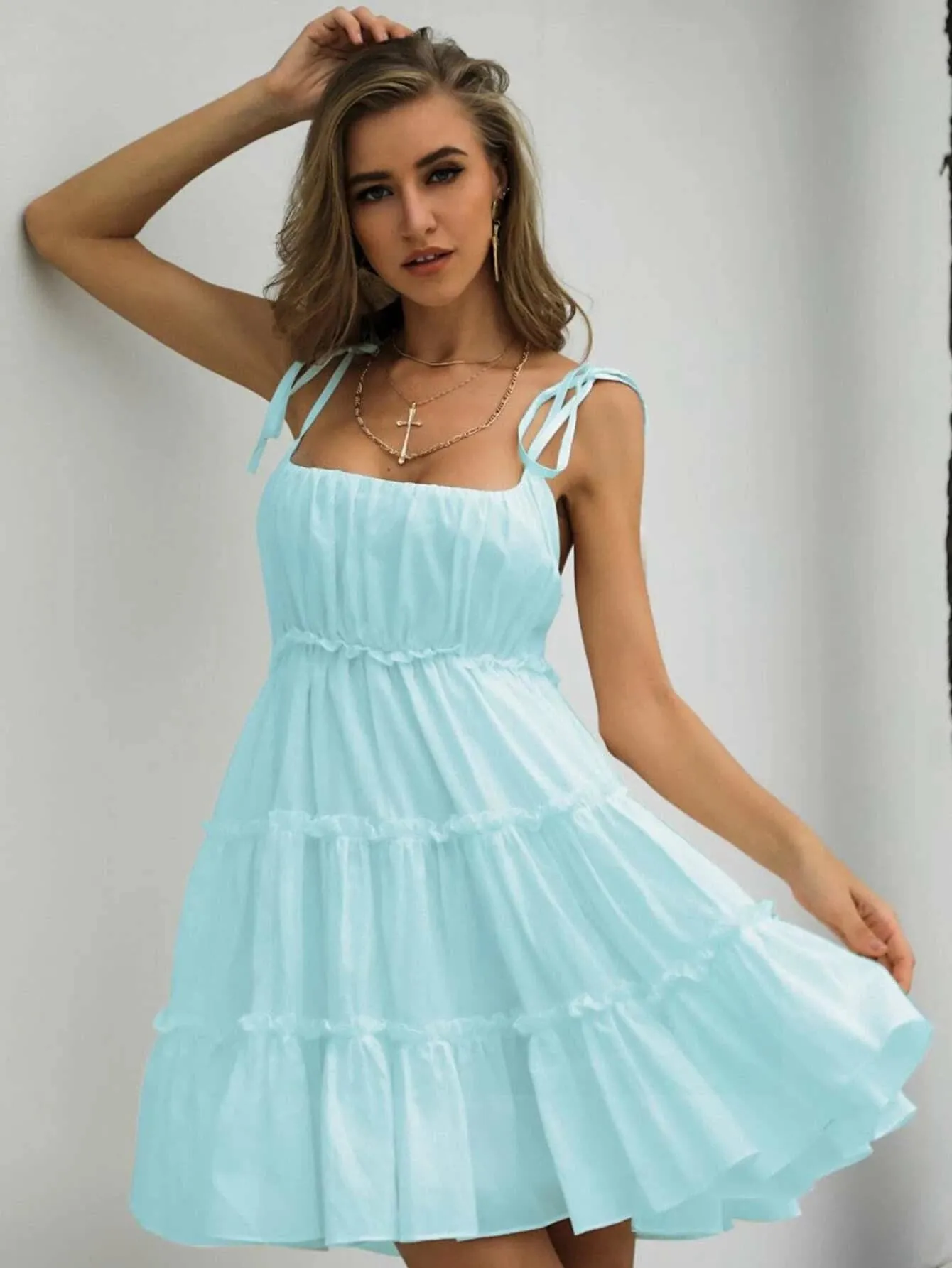 Missord Frill Trim Layered Hem Cami Dress DM0121