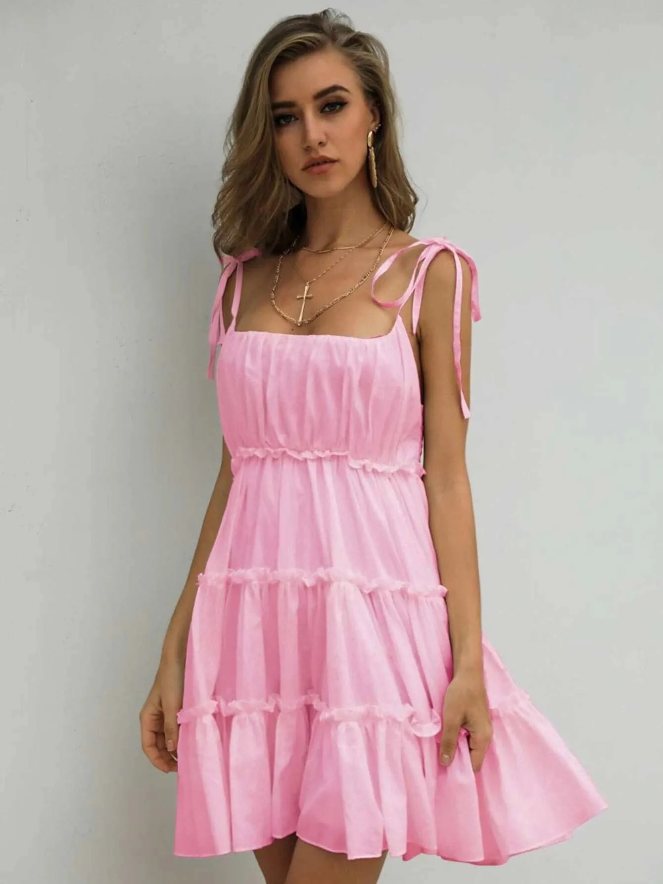 Missord Frill Trim Layered Hem Cami Dress DM0121