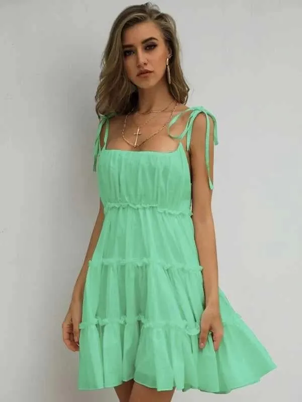 Missord Frill Trim Layered Hem Cami Dress DM0121