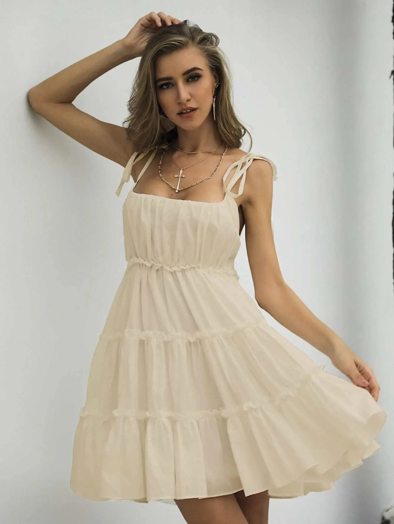 Missord Frill Trim Layered Hem Cami Dress DM0121