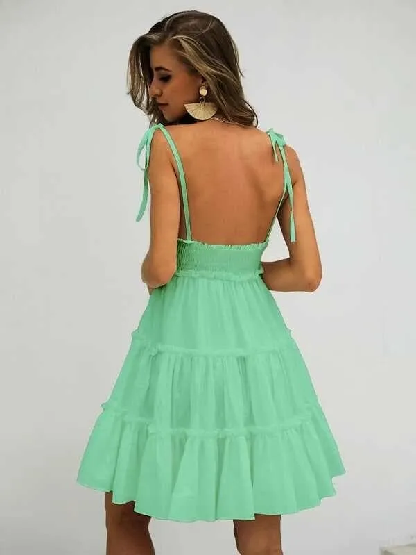 Missord Frill Trim Layered Hem Cami Dress DM0121