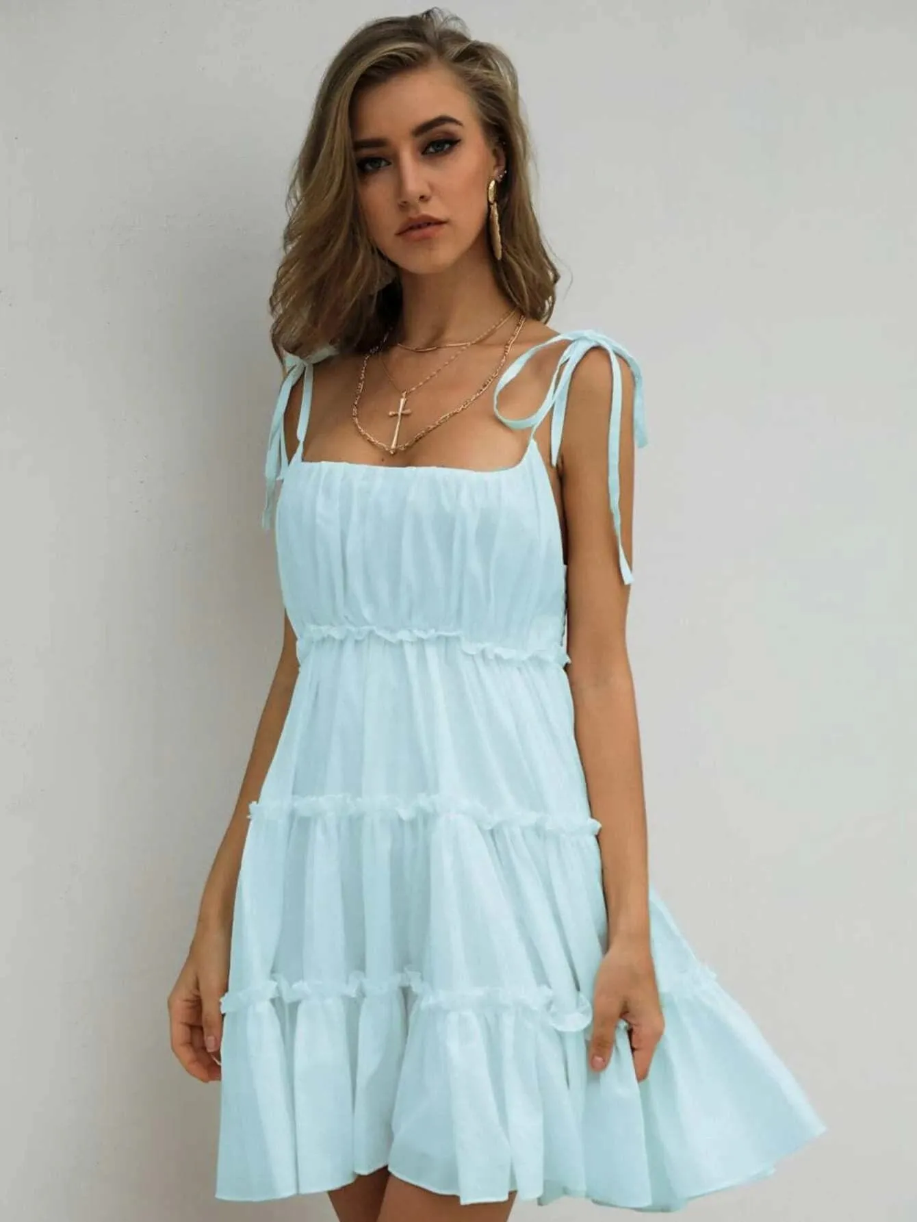 Missord Frill Trim Layered Hem Cami Dress DM0121