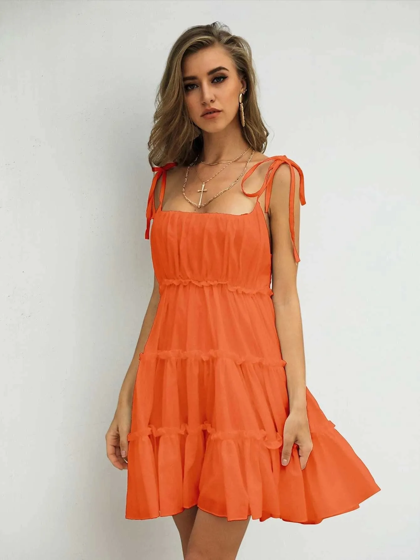 Missord Frill Trim Layered Hem Cami Dress DM0121