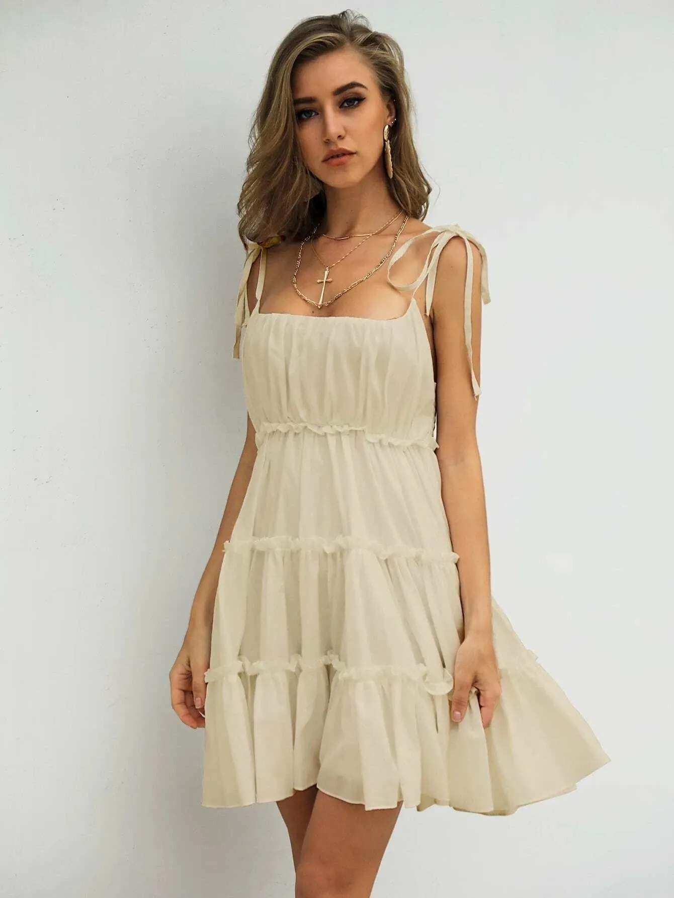 Missord Frill Trim Layered Hem Cami Dress DM0121