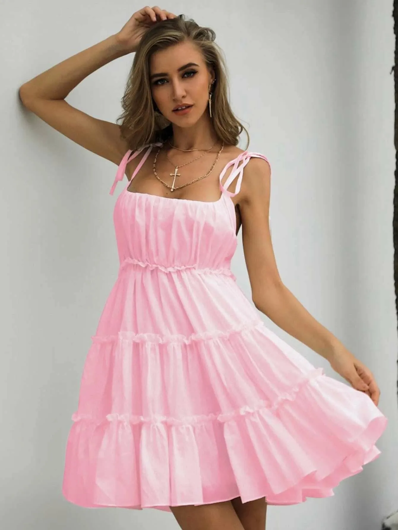Missord Frill Trim Layered Hem Cami Dress DM0121