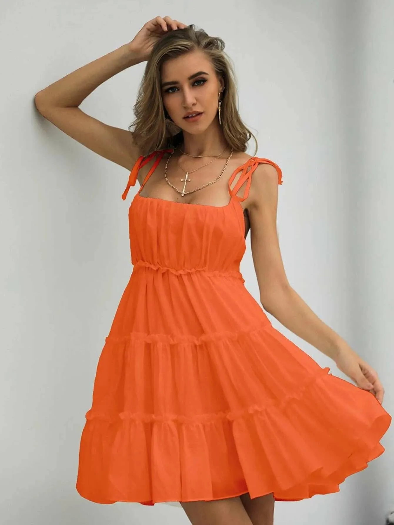 Missord Frill Trim Layered Hem Cami Dress DM0121