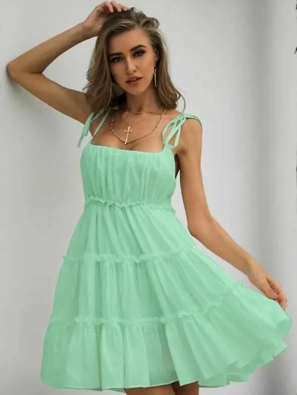 Missord Frill Trim Layered Hem Cami Dress DM0121
