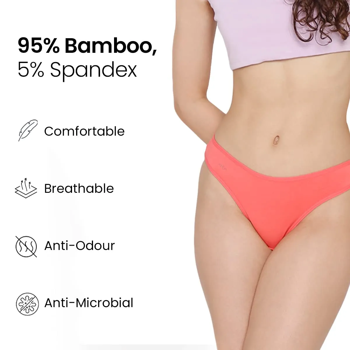 Mush Womens Ultra Soft Bamboo Modal Bikini Brief || Breathable Panties || Anti-Odor, Seamless, Anti Microbial Innerwear (S, Rose Pink)