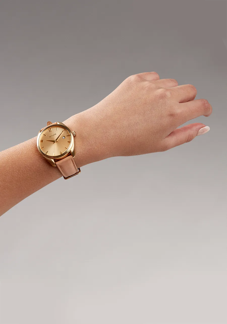 Nixon Thalia Leather Watch - Light Gold Tan