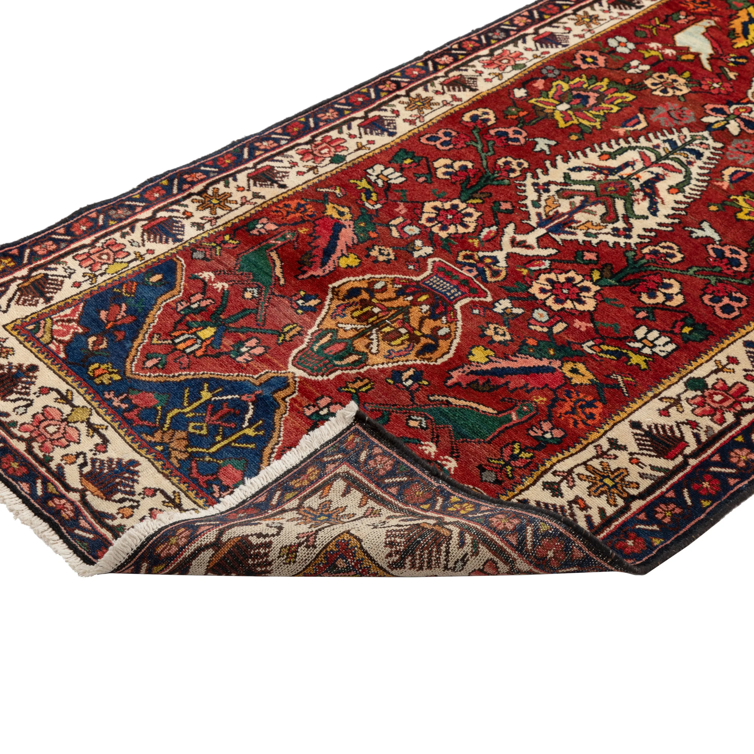 Red Traditional Wool Runner - 3'11" x 12'2"
