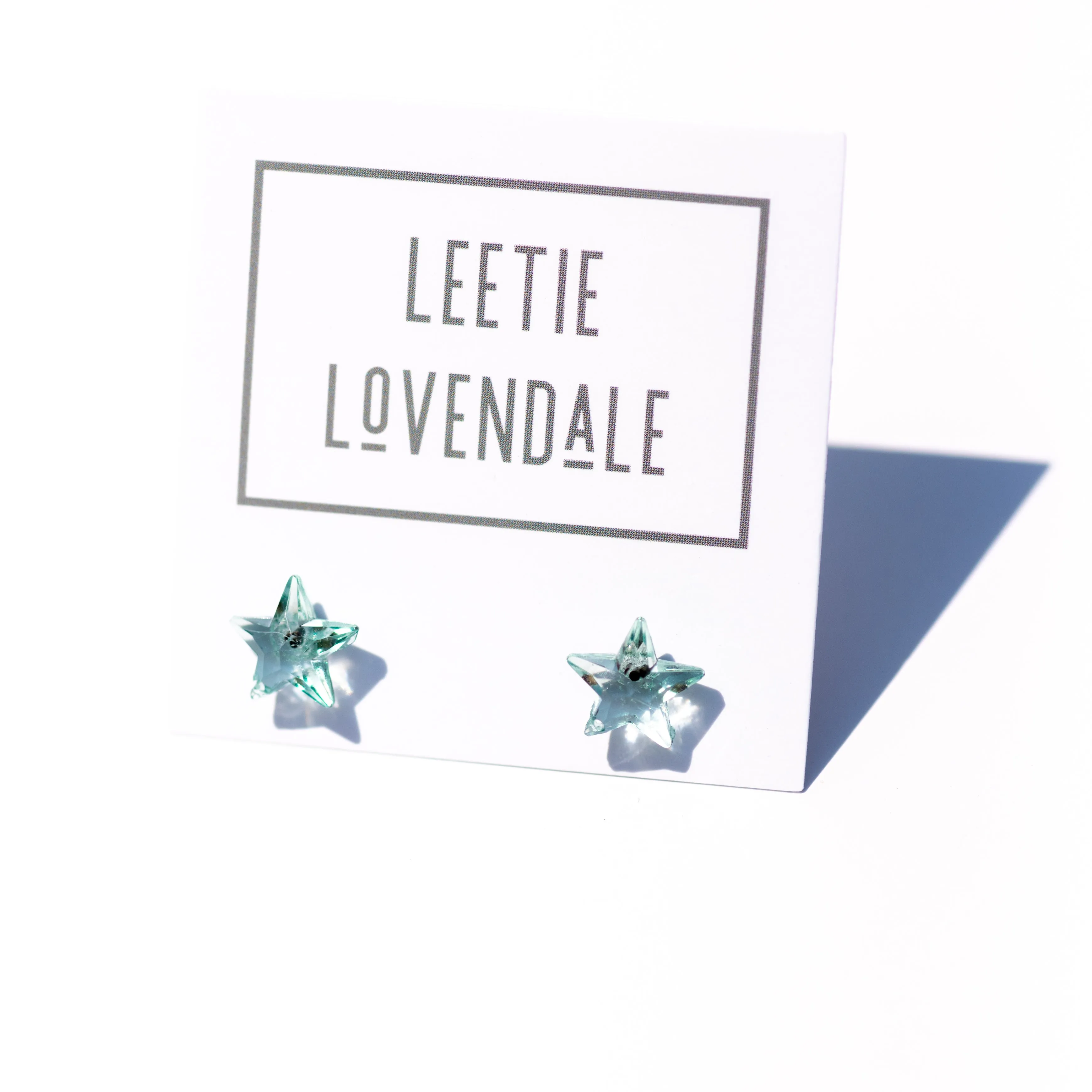 Seafoam Faceted Petite Star Stud Earrings