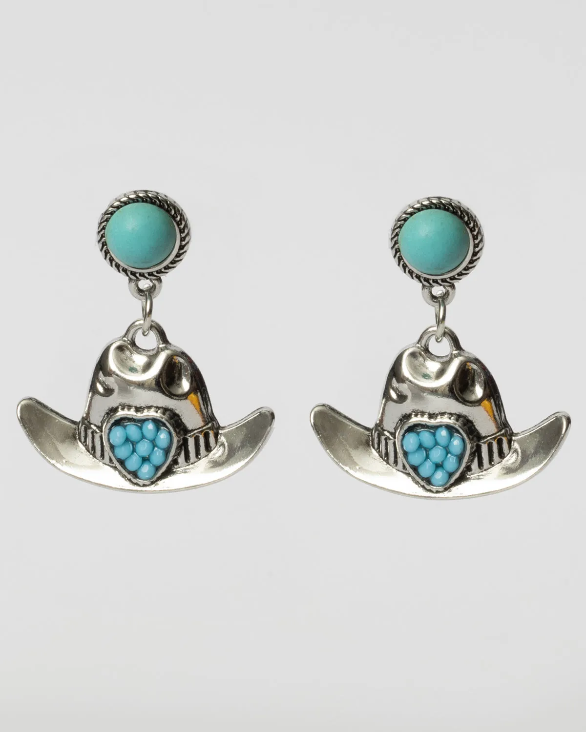 Silver and Turquoise Cowboy Hat Earrings Coastal Cowgirl