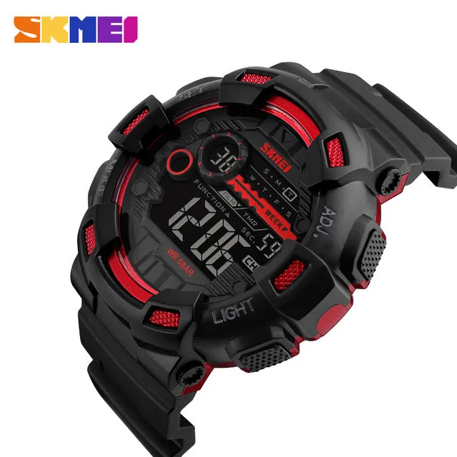 SKMEI 1243 Men Digital Wristwatches LED Display Multiple Time Zone 50M Waterproof Clock Relogio Masculino Outdoor Sports Watches