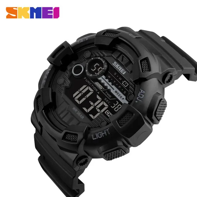 SKMEI 1243 Men Digital Wristwatches LED Display Multiple Time Zone 50M Waterproof Clock Relogio Masculino Outdoor Sports Watches