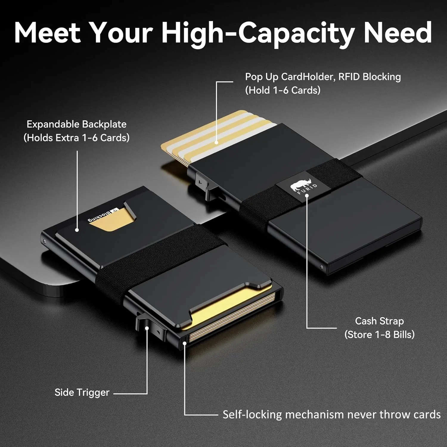 Smart Card Wallet for Men Slim: Minimalist Wallet For Men - RFID Blocking Pop Up Front Pocket Wallet, Metal Wallet 11 Card Holder