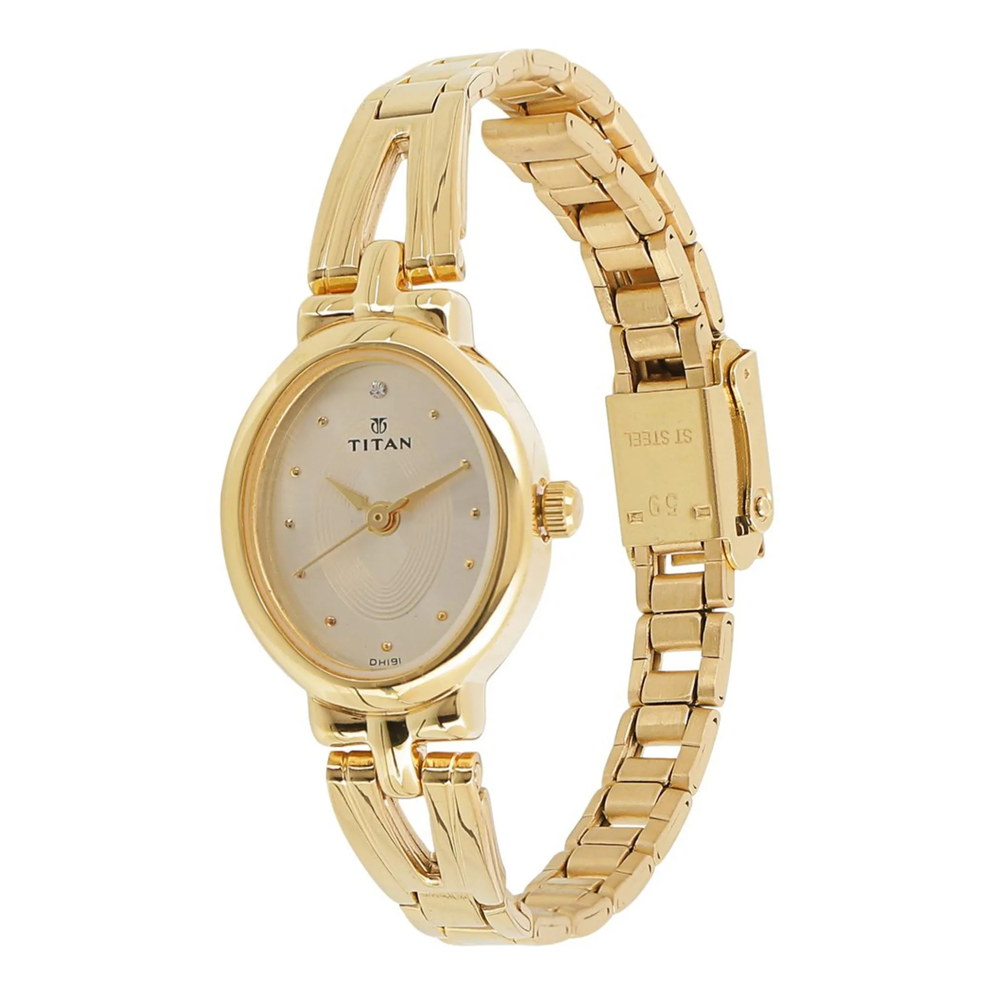Titan  Women's Watch Raga Collection Analog, Champagne Dial Gold Stainless Strap, 2594YM01