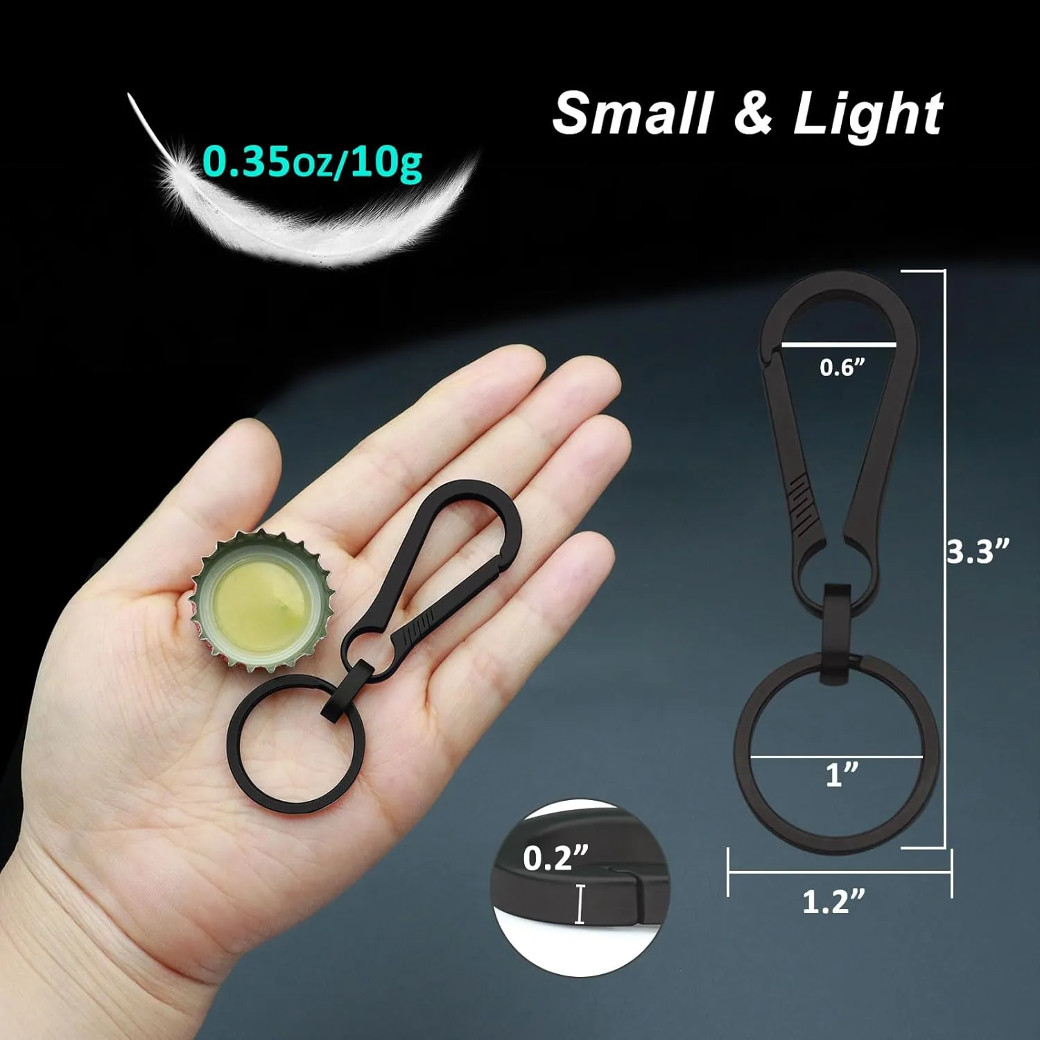 Titanium Carabiner Keychain Clip, Minimalist Keychain Key Clip EDC Quick Release Hooks