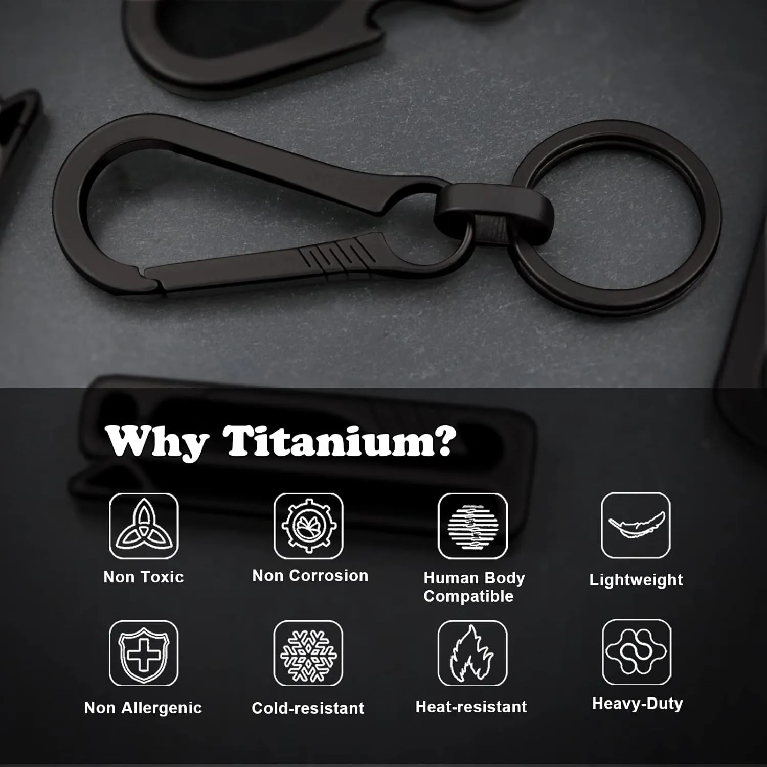 Titanium Carabiner Keychain Clip, Minimalist Keychain Key Clip EDC Quick Release Hooks