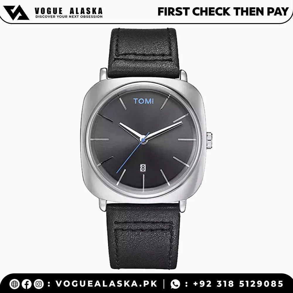 TOMI T-084 Men's Watch Quartz Date Leather Strap