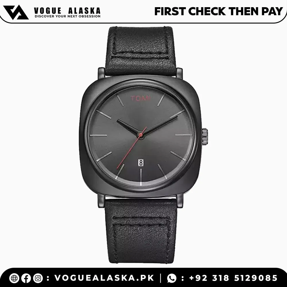 TOMI T-084 Men's Watch Quartz Date Leather Strap