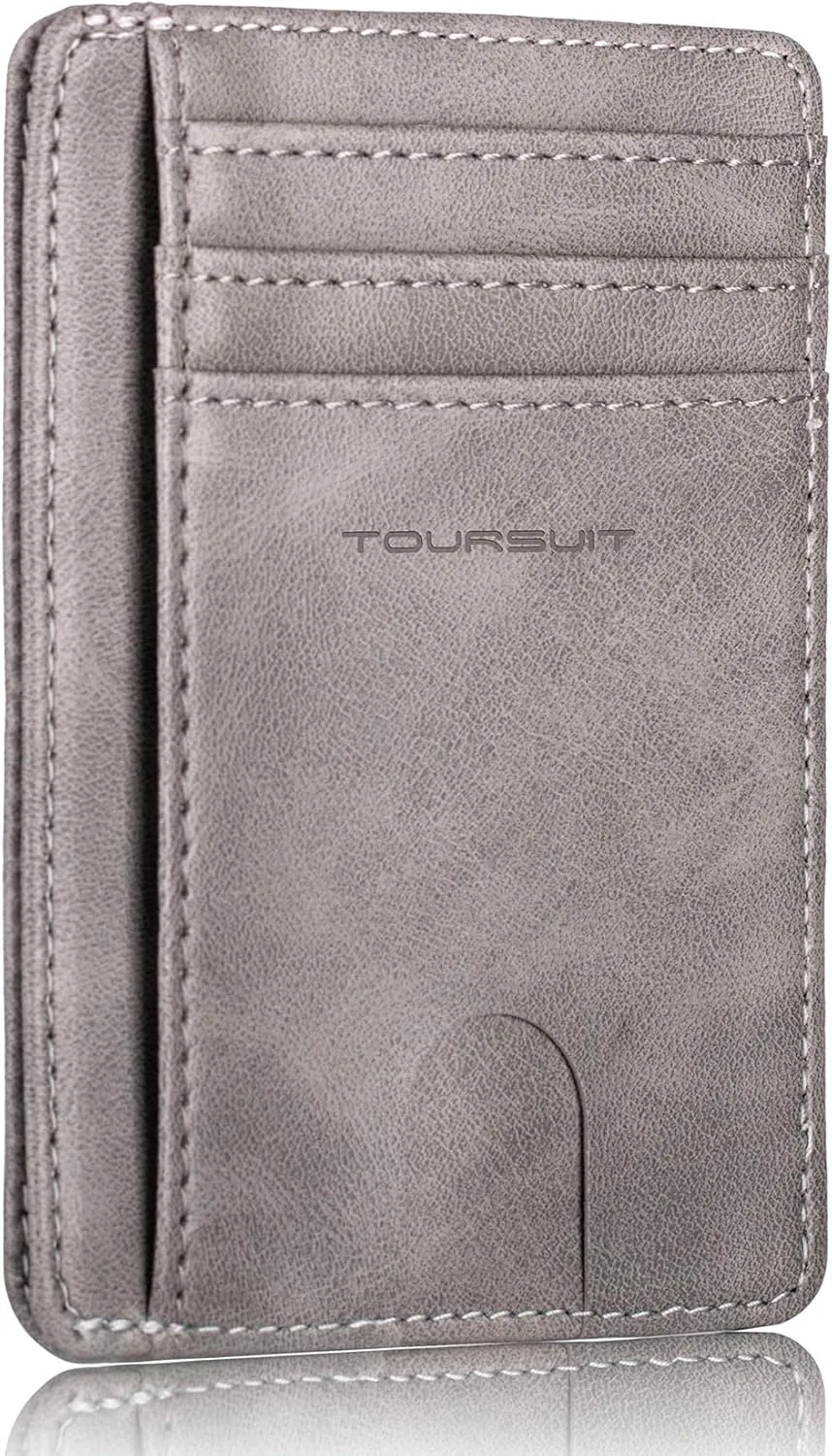 TOURSUIT Travel Minimalist Slim Front Pocket Wallet for Men Women, RFID Blocking Credit Card Holder Case (Grey)
