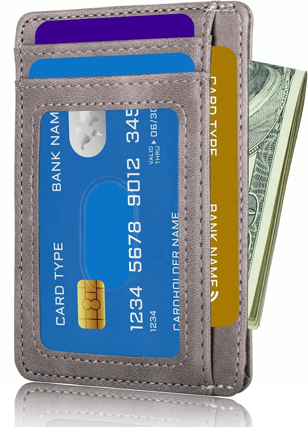 TOURSUIT Travel Minimalist Slim Front Pocket Wallet for Men Women, RFID Blocking Credit Card Holder Case (Grey)