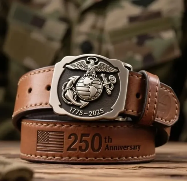 US Marine Corps 250th Anniversary Belt, Military memorial, Veteran Gift & Military Collectible