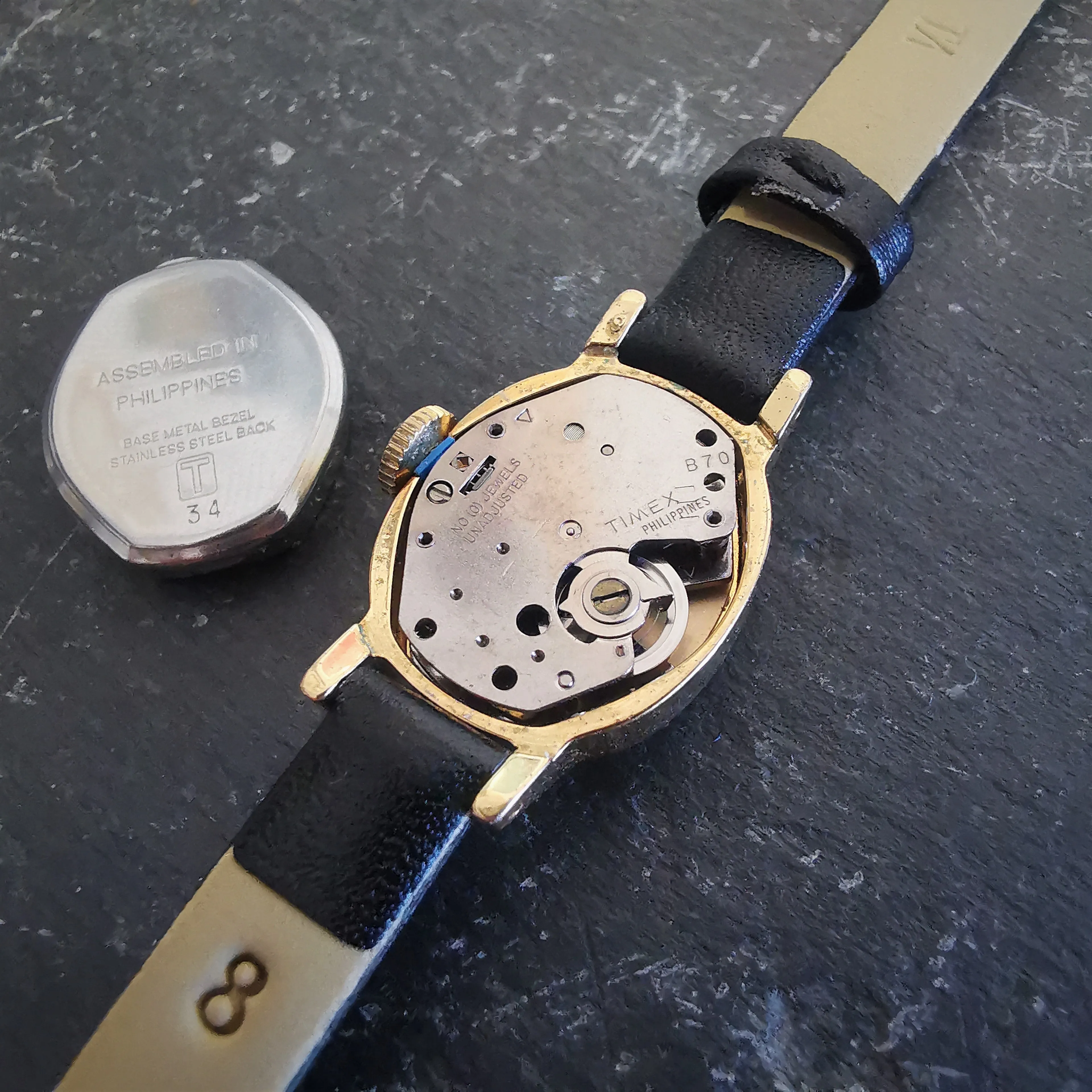 Vintage Women's TIMEX Gold Plated Mechanical Watch // Genuine Leather Strap