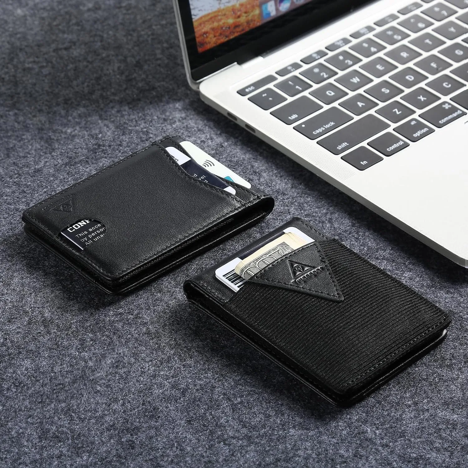 Wallet for Men Genuine Leather RFID Blocking Bifold compact Wallet With Magnetic Closure 1 ID Window (Black)