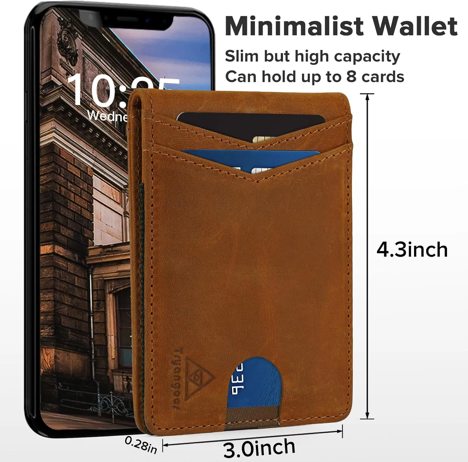 Wallet for Men Genuine Leather RFID Blocking Bifold compact Wallet With Magnetic Closure 1 ID Window (CH Vintage)