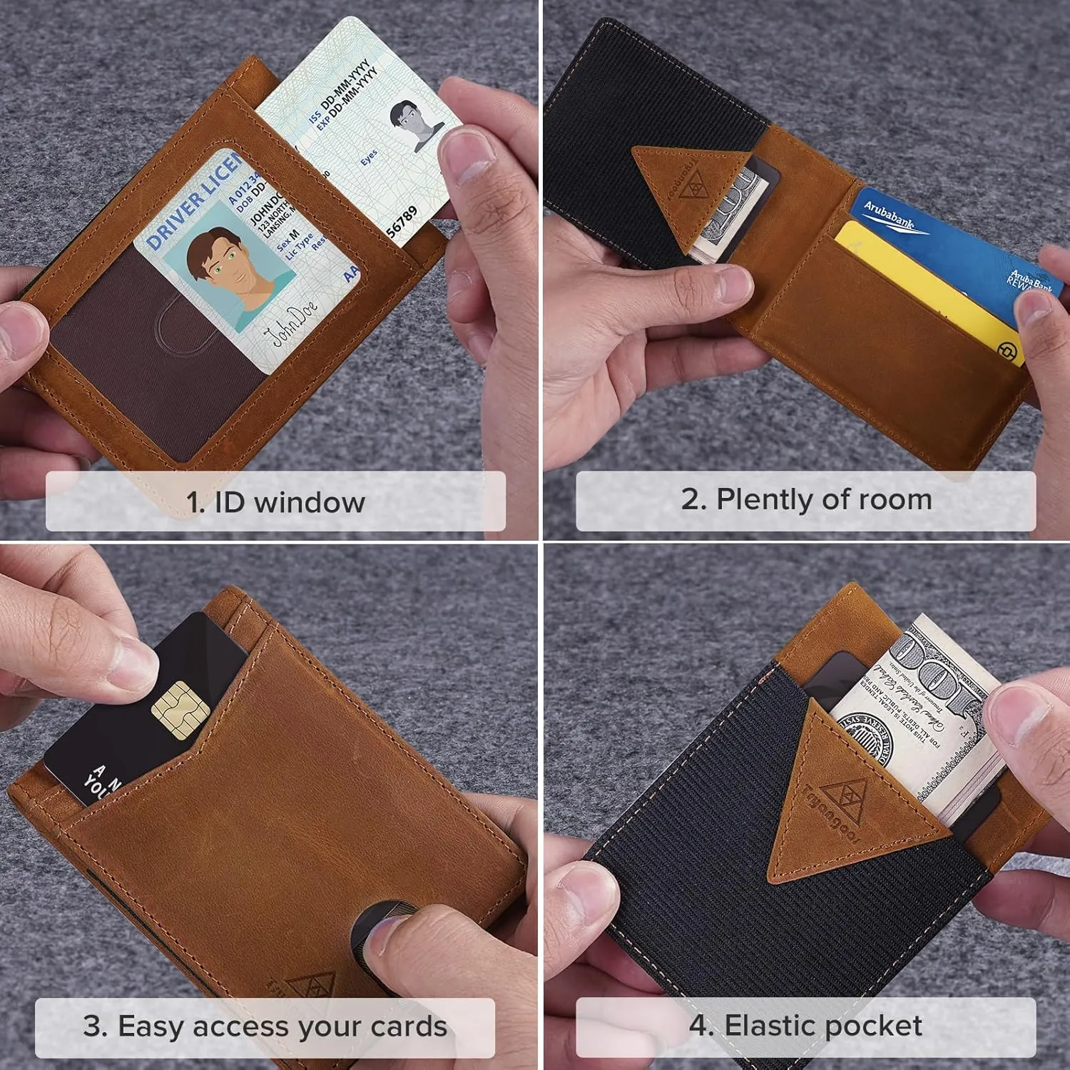 Wallet for Men Genuine Leather RFID Blocking Bifold compact Wallet With Magnetic Closure 1 ID Window (CH Vintage)