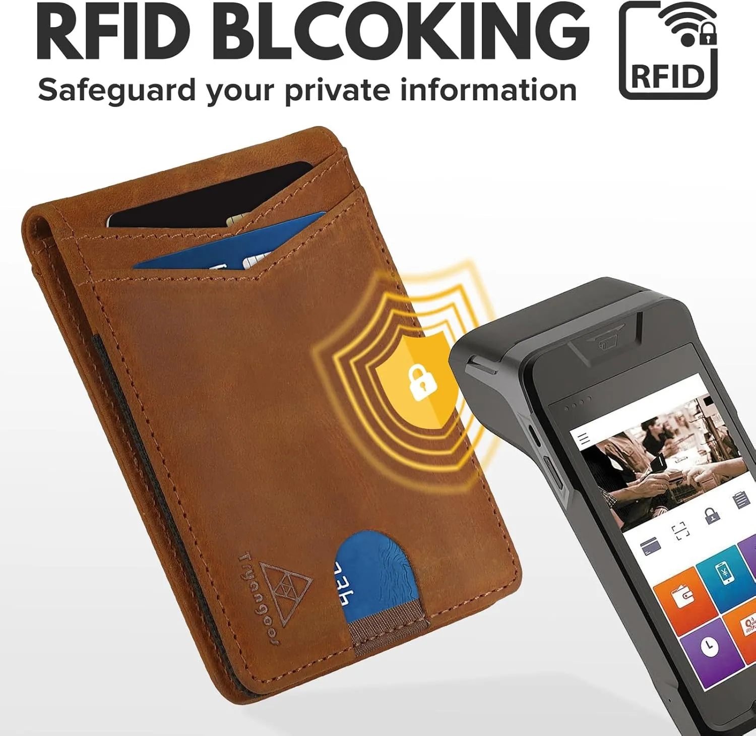 Wallet for Men Genuine Leather RFID Blocking Bifold compact Wallet With Magnetic Closure 1 ID Window (CH Vintage)