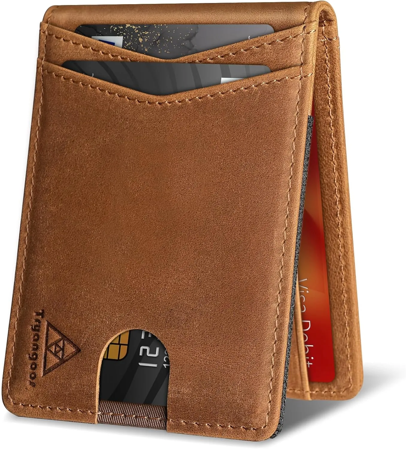 Wallet for Men Genuine Leather RFID Blocking Bifold compact Wallet With Magnetic Closure 1 ID Window (CH Vintage)