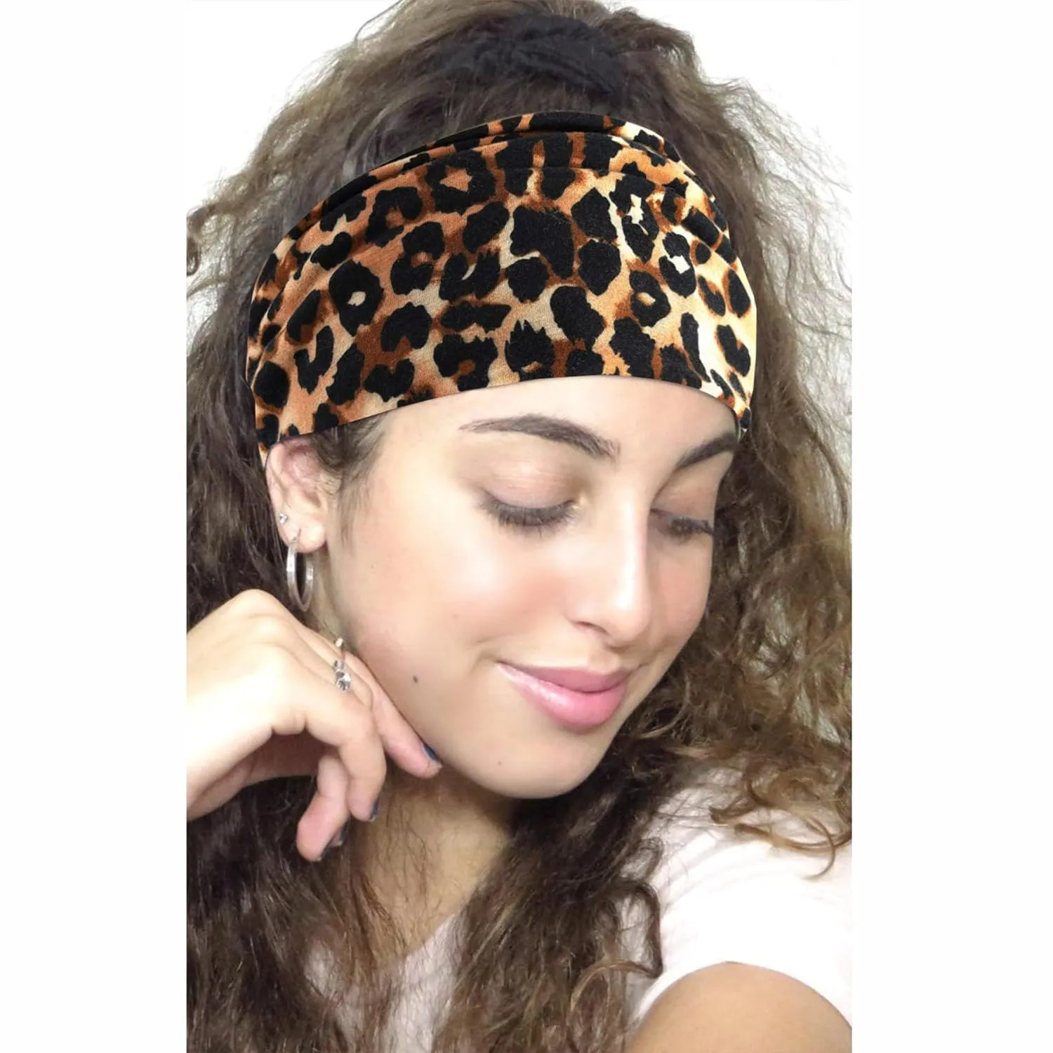 Wide Headbands For Women African Floral Boho Turban Headwrap Elastic Hairband Large Leopard Head Scarf Non Slip Twist Knotted Bandana Sweatband Workout Hair Accessories 6 Pack