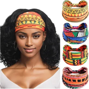 Wide Headbands for Women Boho Workout Knotted Head Bands for Women's Hair African Non Slip Headwrap Yoga Running Sports Hairdband Hair Accessories 4 Pack