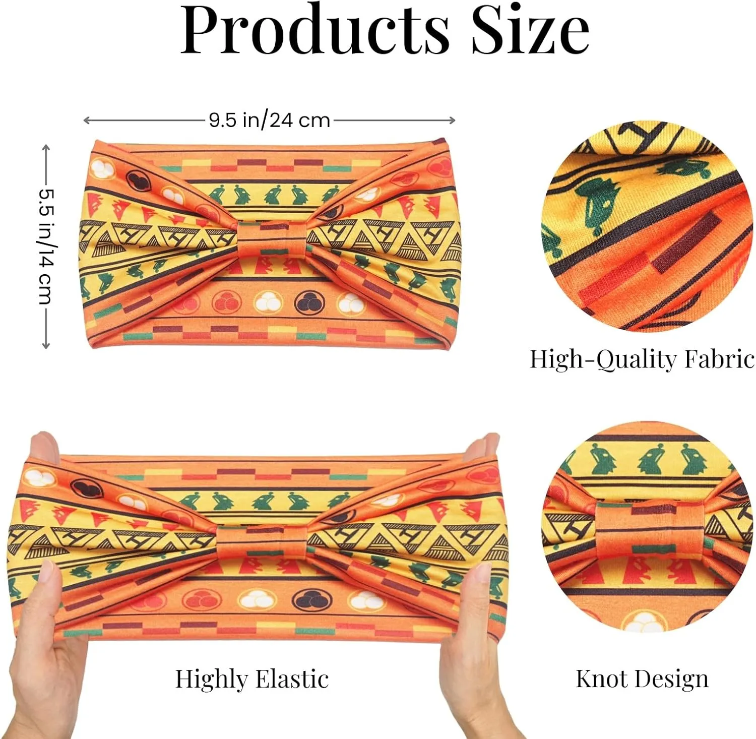 Wide Headbands for Women Boho Workout Knotted Head Bands for Women's Hair African Non Slip Headwrap Yoga Running Sports Hairdband Hair Accessories 4 Pack