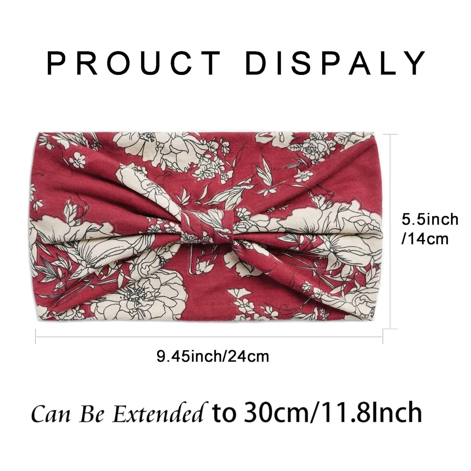 Wide Headbands For Women Floral Printed Boho Turban Headband Elastic Hairband Soft Headwrap Thick Turban Non Slip Twist Knotted Bandana Sweatband Workout Hair Accessories 6 Pcs