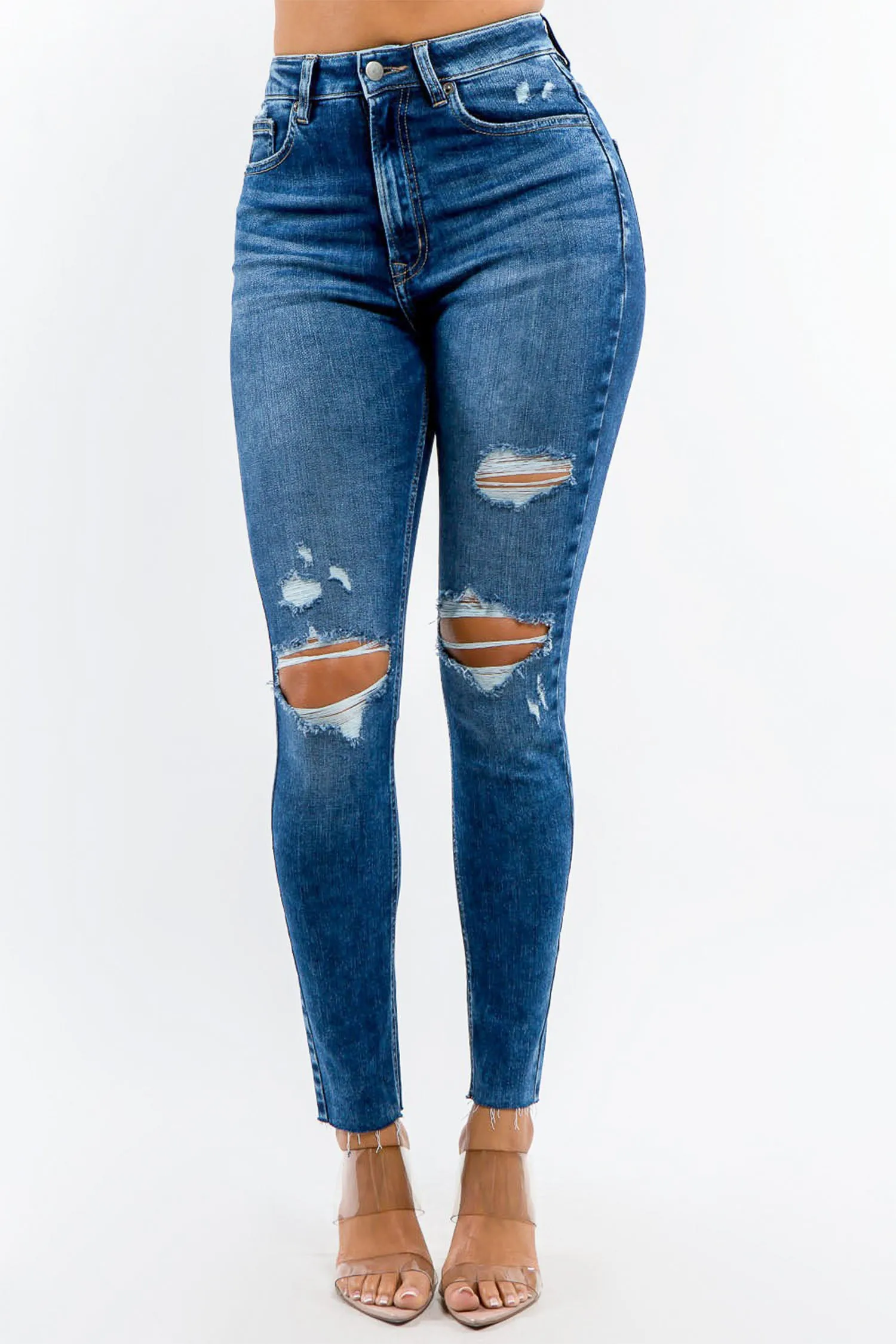 Women's Essential High Rise Distressed Skinny Jeans