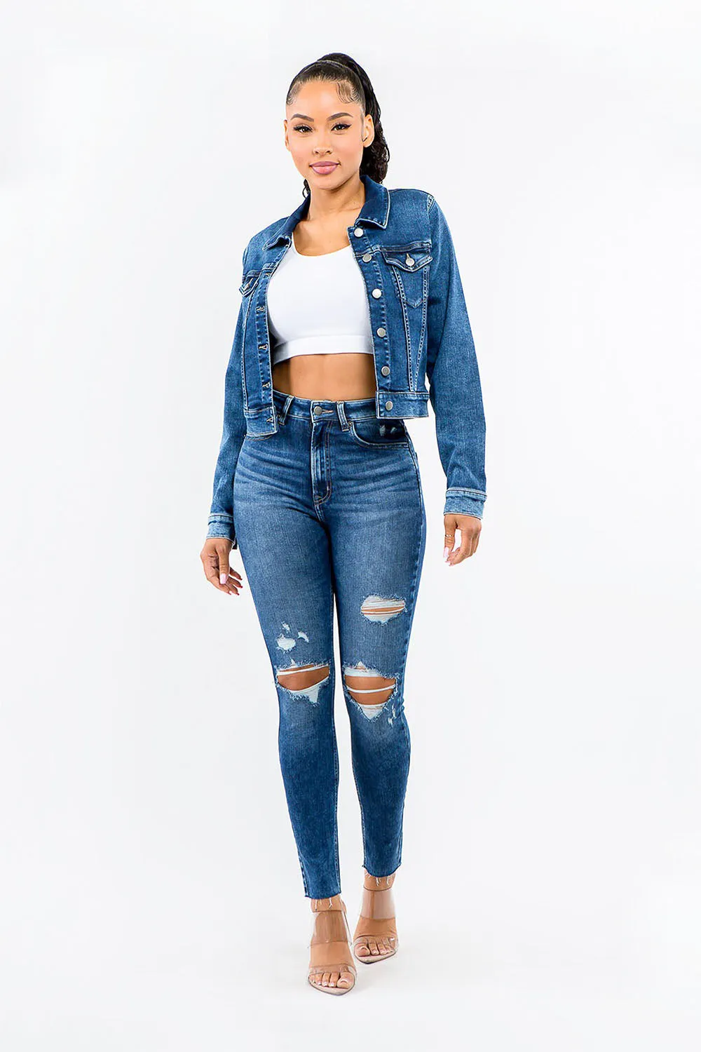 Women's Essential High Rise Distressed Skinny Jeans
