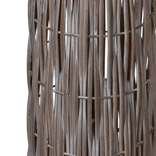 Woven Bamboo Tapered Floor Lamp with Linen Shade